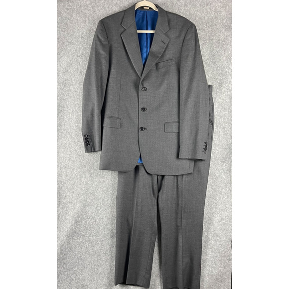 Charles Tyrwhitt 2 Piece Suit Wool Gray Blazer 44R Pant...
